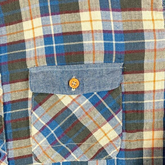 Propper Blend Flannel Shirt Young Mens XXL Blue Gray Plaid Outdoor Lumberjack - Picture 4 of 13